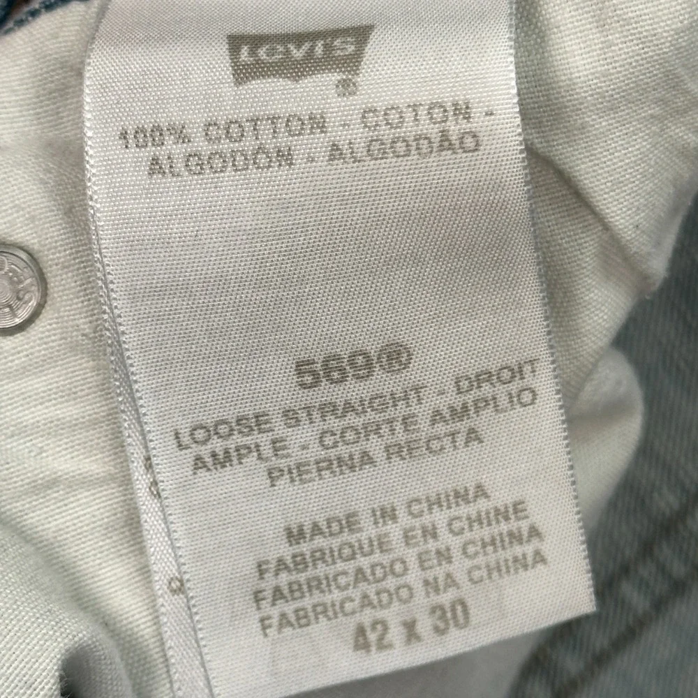 Levis 569 Jeans Mens 42x30 (FITS 44x29) Baggy Relaxed Fit Loose Straight‎ FLAW